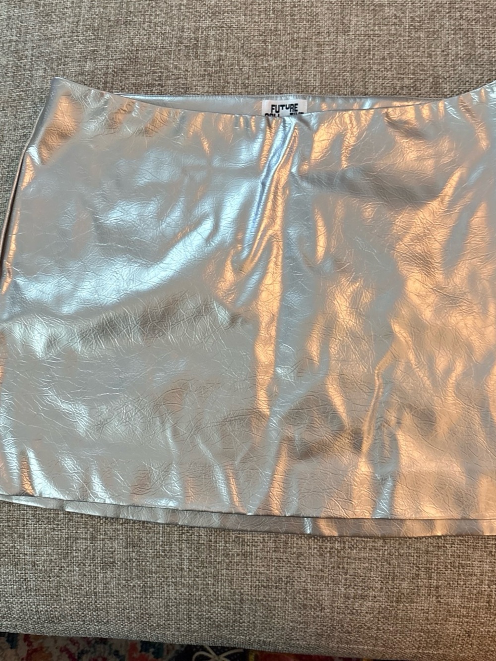 Future Vintage Silver Metallic Mini Skirt